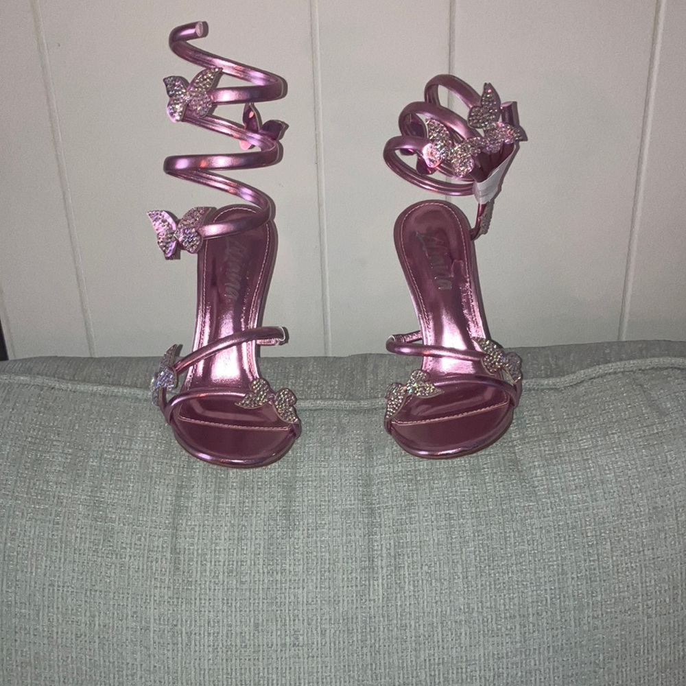 Shimmer lilac pink Butterfly Stilettos